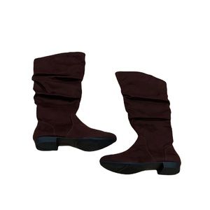 Lower East Side brown faux soft faux suede calf- height boots- 7